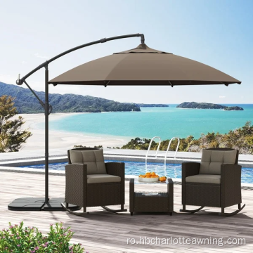 Offset Patio Cantilever Umbrella și Stand de bază ponderat